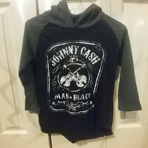 Johnny Cash 3/4 sleeve hooded shirt